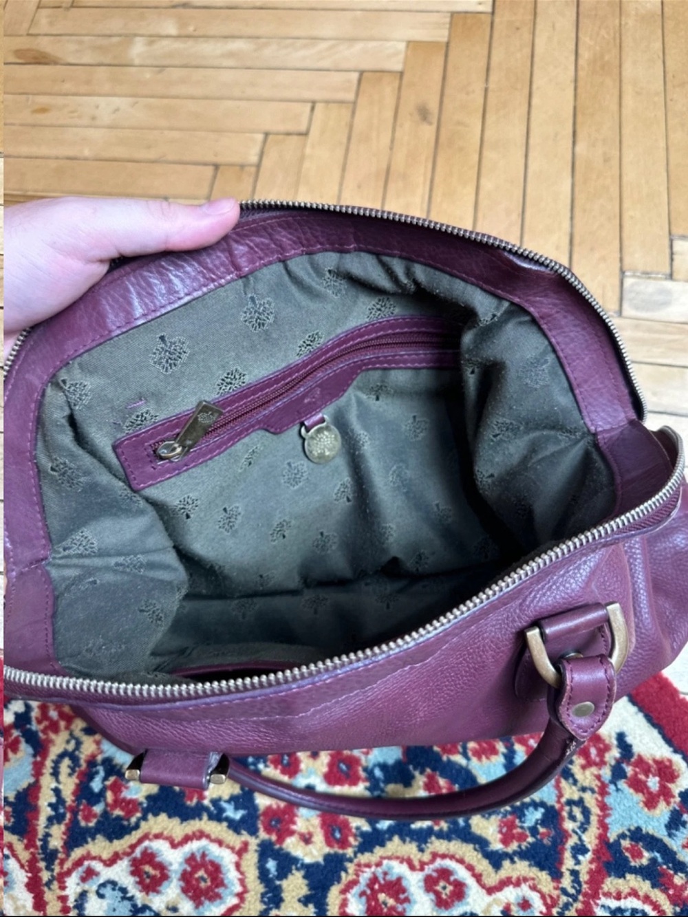 Mulberry Purple Leather Tote with Tassel - Picture 10 of 13